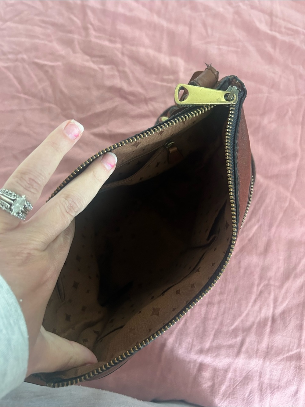 Vintage Fossil Brown Leather Crossbody Bag - Picture 7 of 12